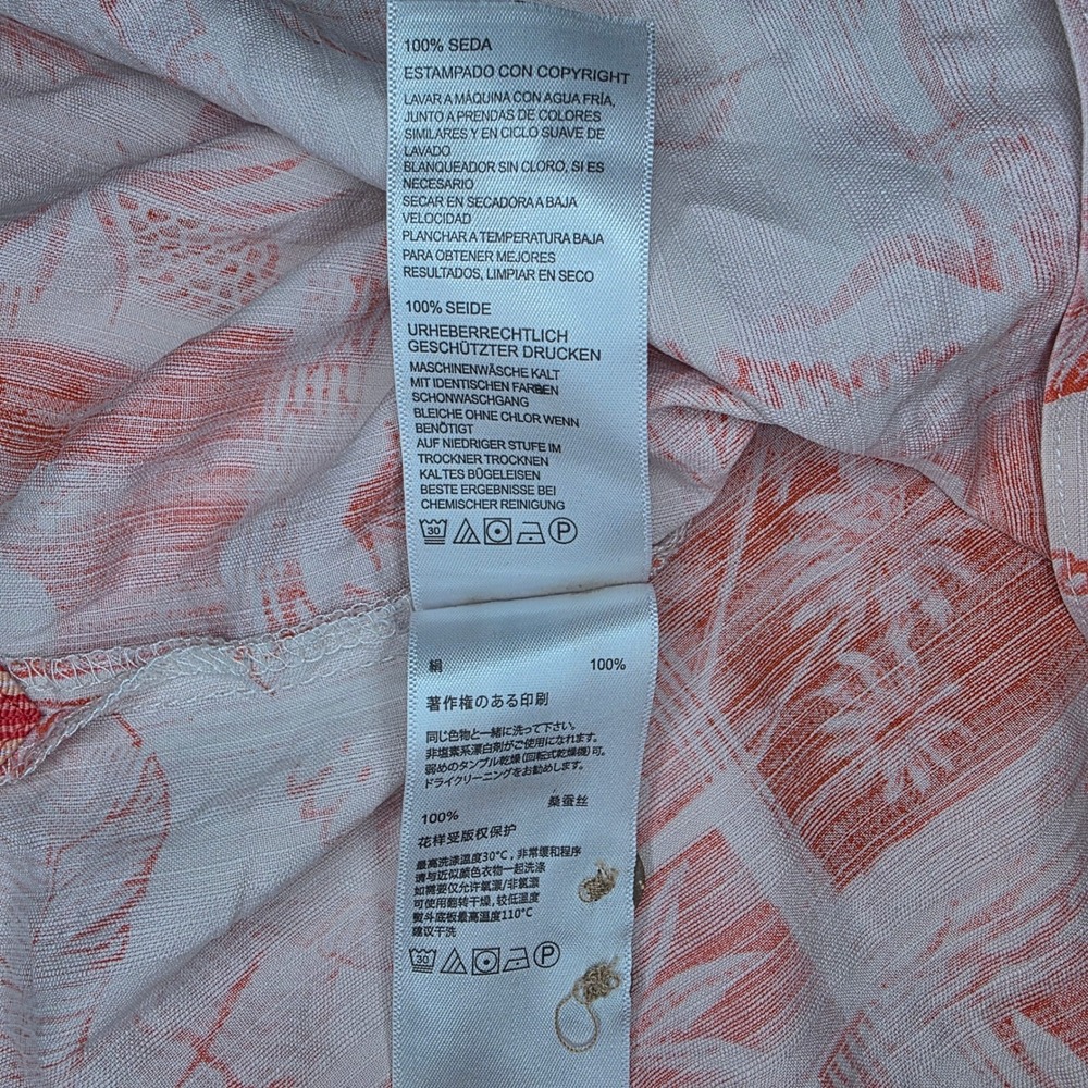 Tommy Bahama Mens XL Orange White Silk Hula Girl Hawaii Aloha Camp Shirt - Picture 8 of 10